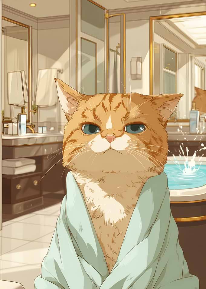 Grumpy Cat in Bathroom Towel