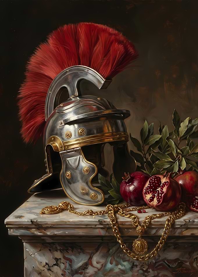 Roman Helmet Still Life Painting