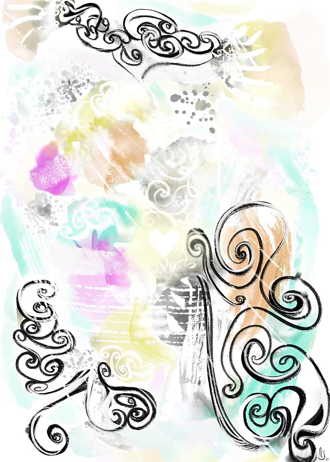 Abstract Swirls and Watercolor