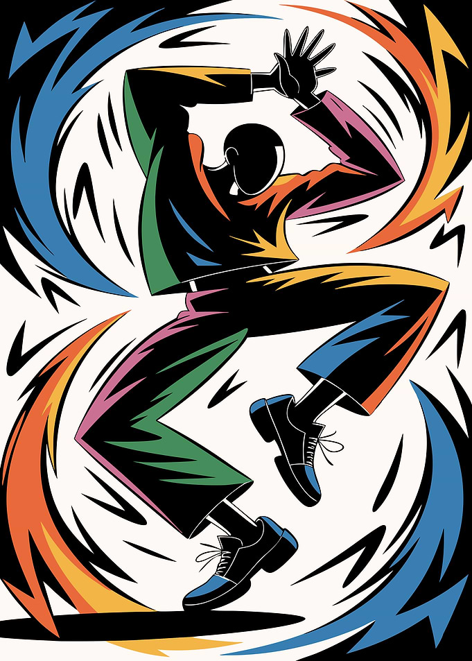 Dynamic Figure with Colorful Energy