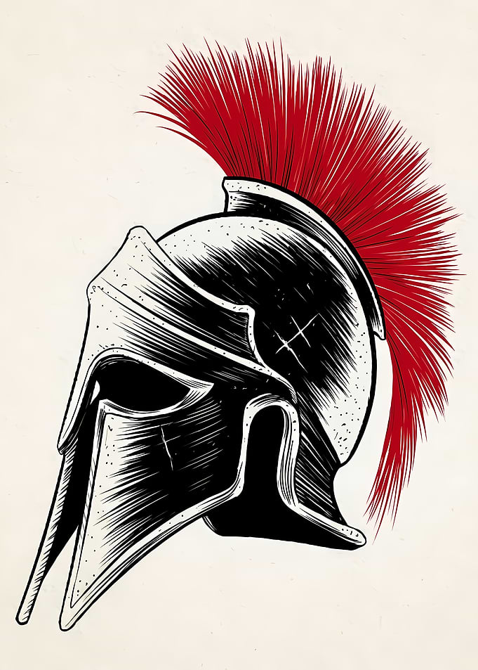 Spartan Helmet with Red Plume