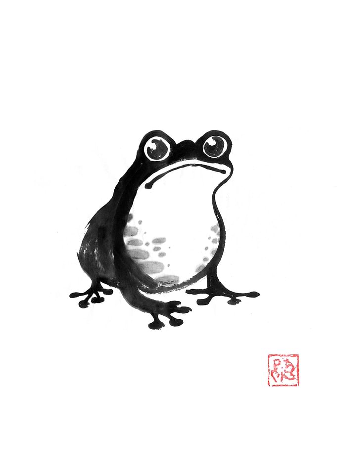 Ink Wash Painting of a Frog