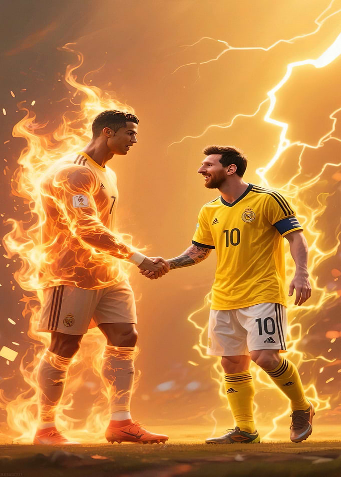 Ronaldo and Messi Shaking Hands