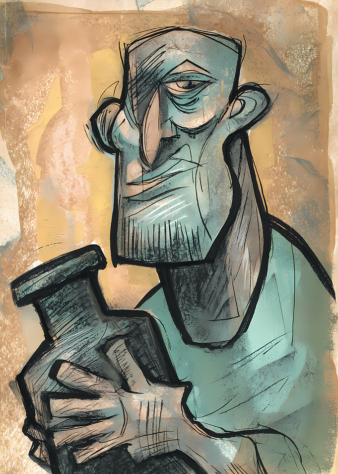 Man Holding Jar Illustration