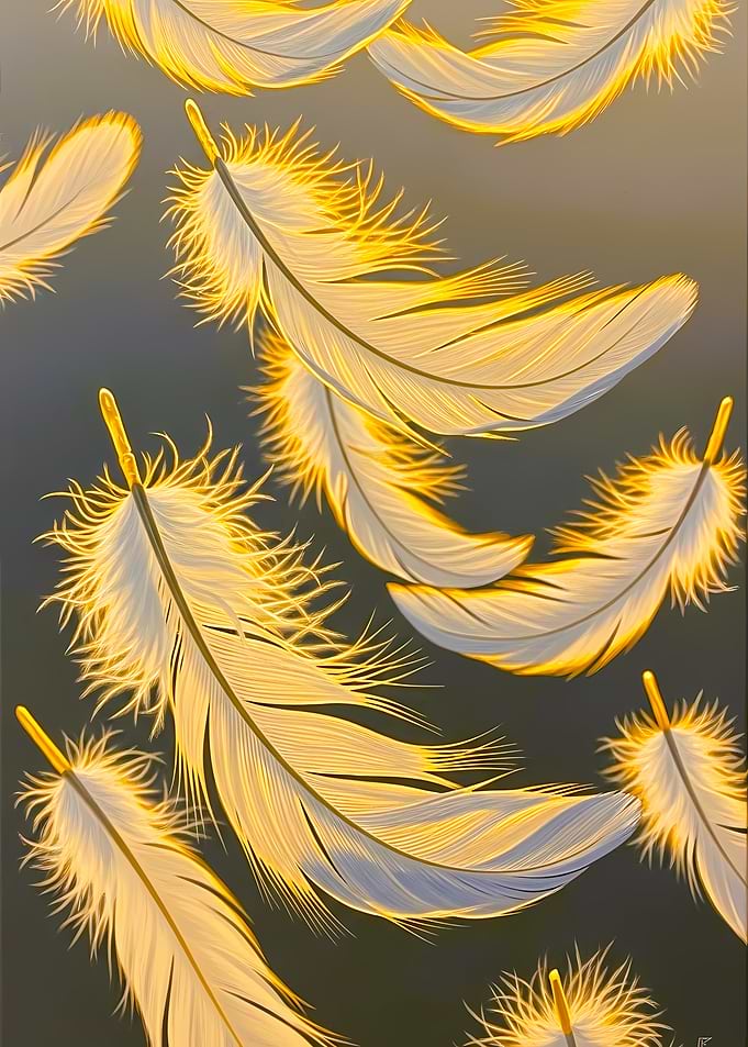 Golden Feathers Floating
