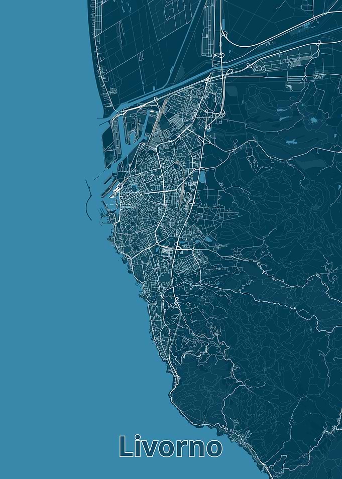 Livorno, Italy Map Art