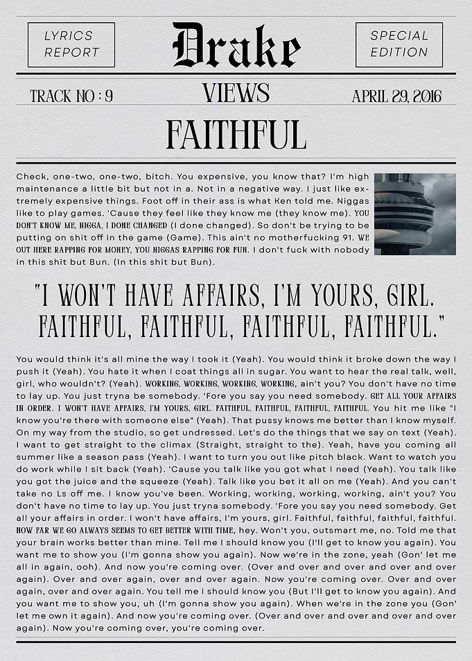 Drake Views Faithful Lyrics Report