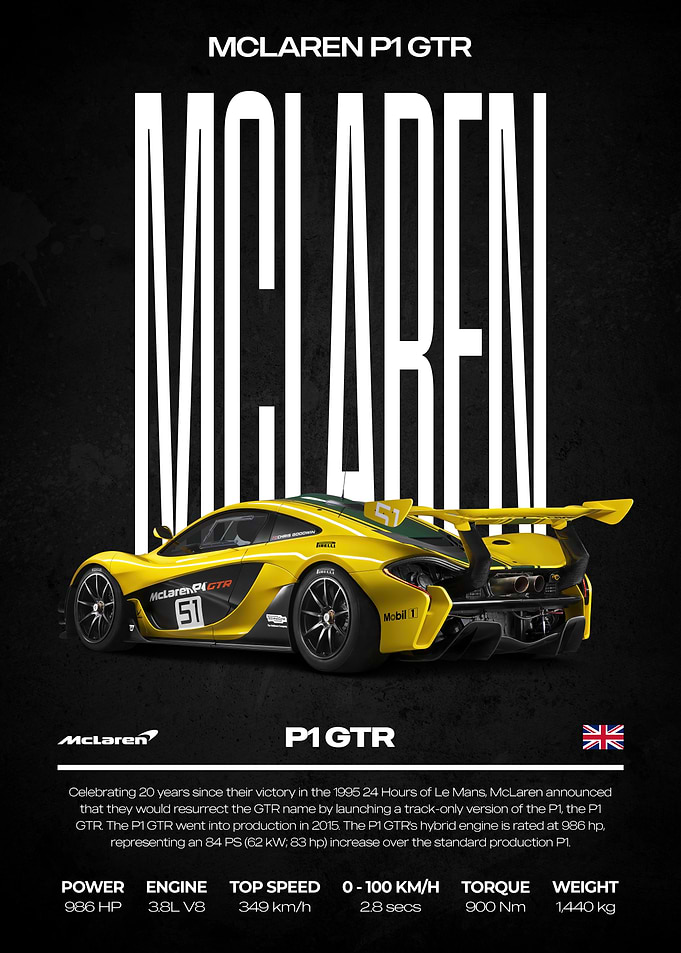 McLaren P1 GTR Yellow Sports Car