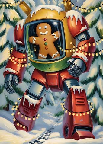 Christmas Robot with Gingerbread Man