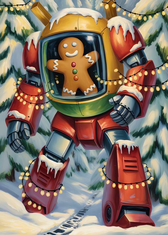 Christmas Robot with Gingerbread Man
