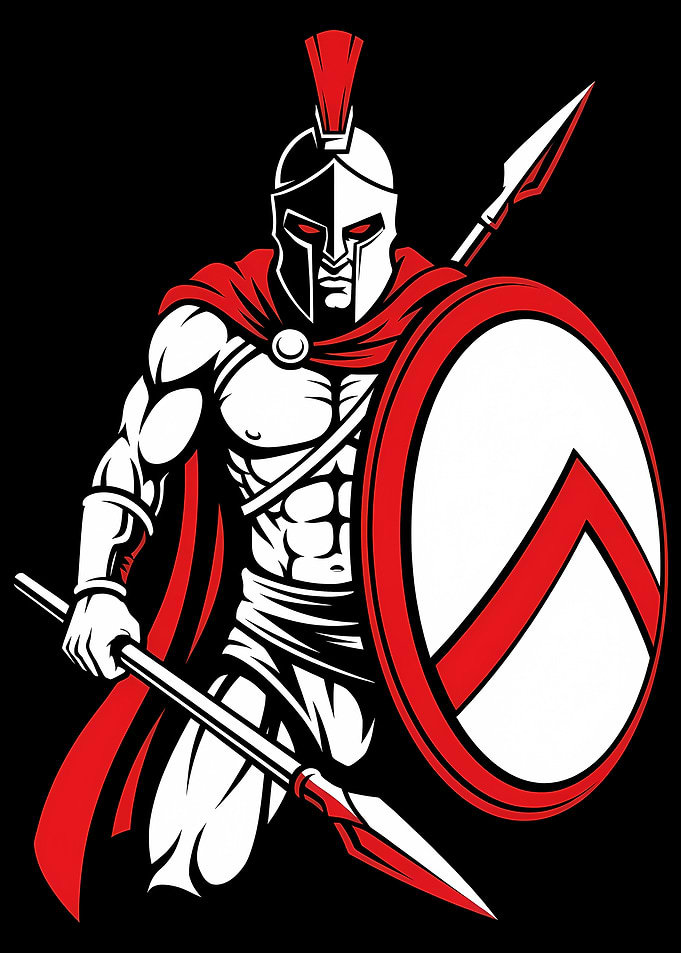 Spartan Warrior with Spear and Shield