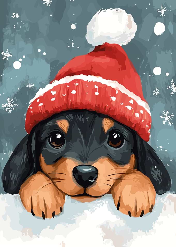Cute Puppy in Santa Hat
