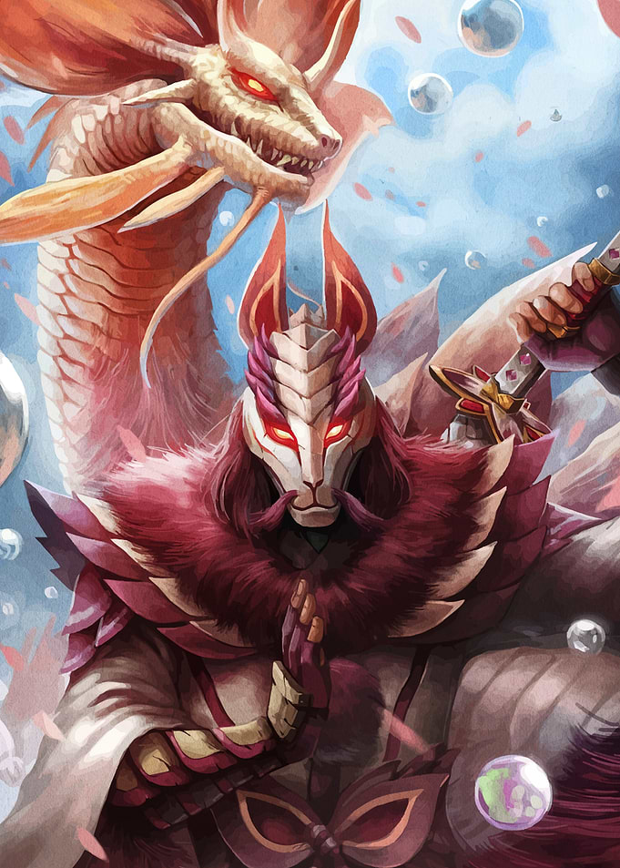 Masked Warrior with Dragon