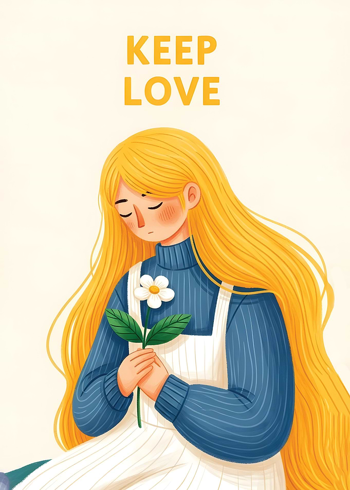 Keep Love: Girl with Flower