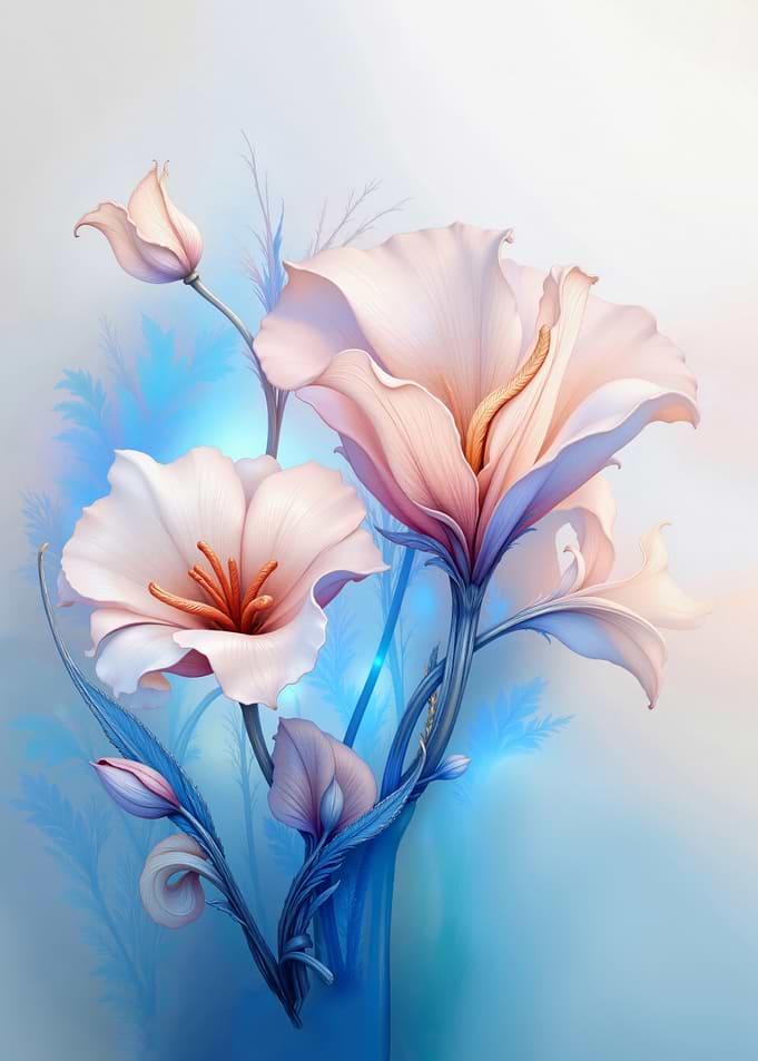 Floral arrangement with lilies and buds