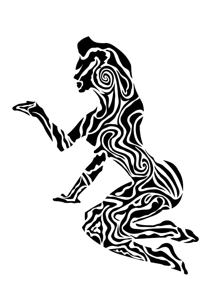 Abstract Woman Silhouette with Swirls