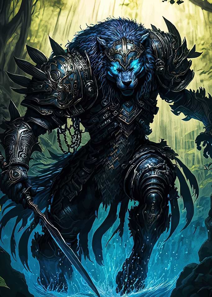 Armored Lion Warrior in Forest