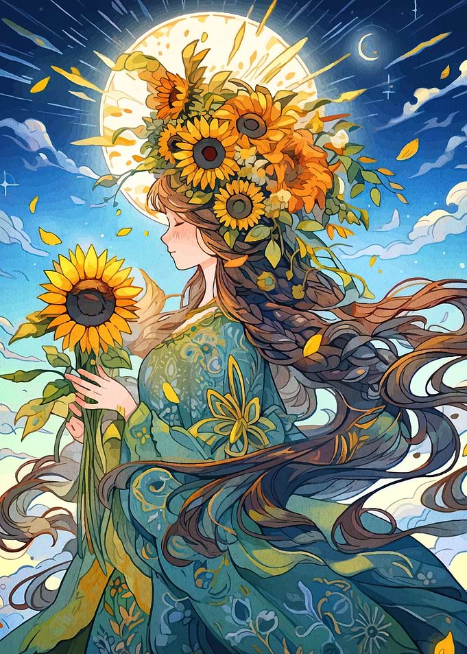 Sunflower Woman Digital Art