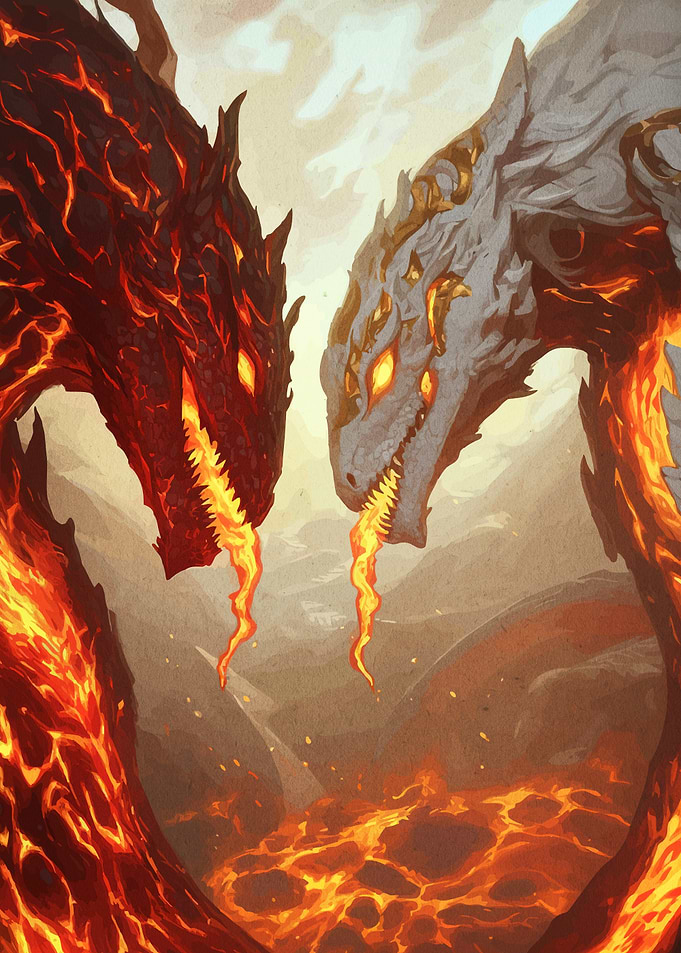 Fire and Ice Dragons Confrontation