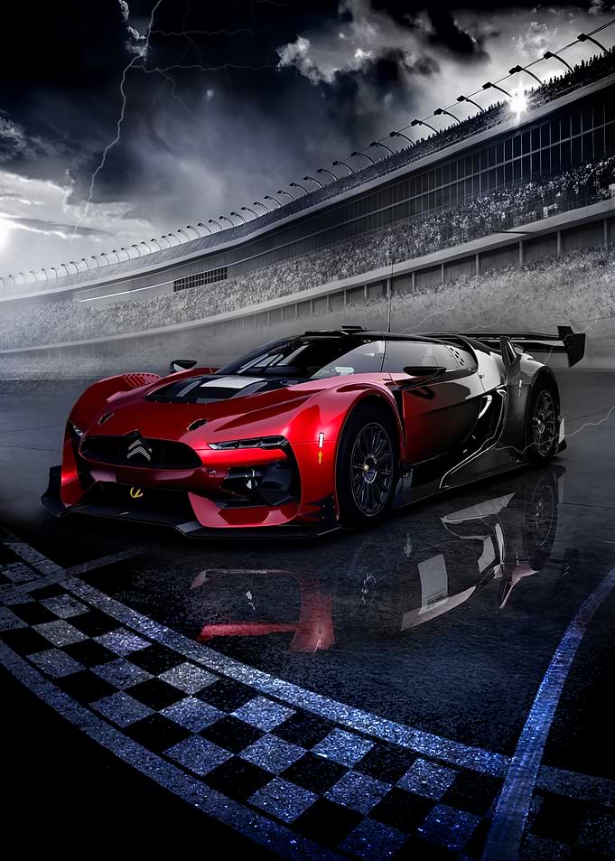 Red Racing Car on the Track
