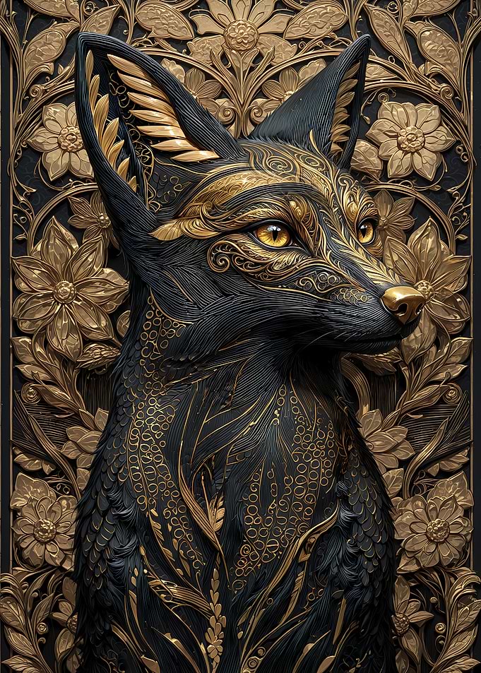 Gilded Guardian Fox Art Deco