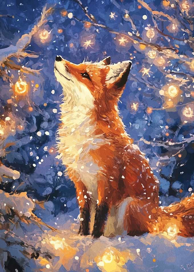 Fox in Winter Wonderland Painting