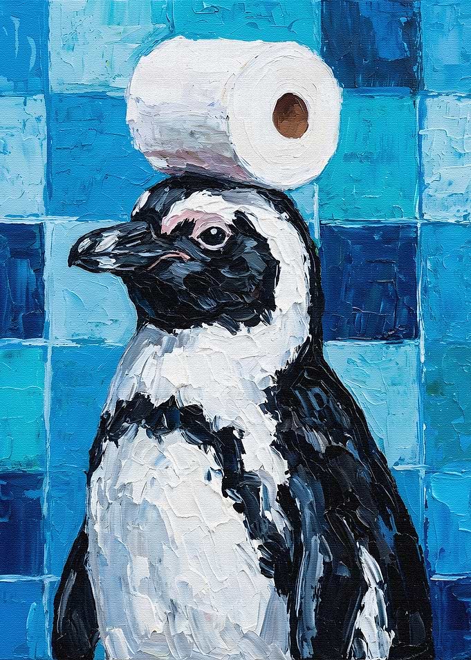 Penguin with Toilet Paper Hat