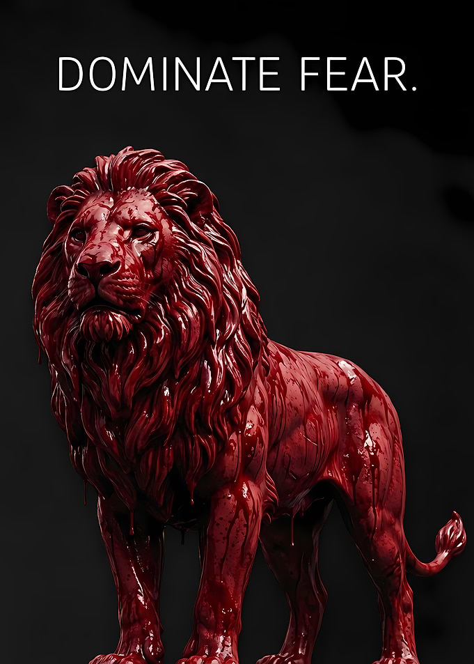 Dominate Fear: Red Lion Statue