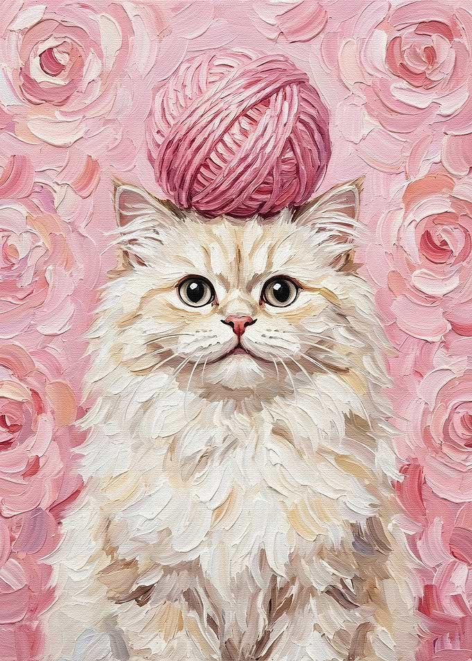Cat with Yarn Ball Hat