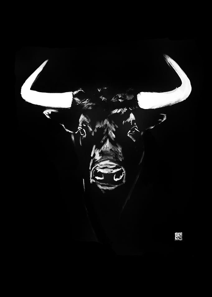Monochrome Bull Portrait