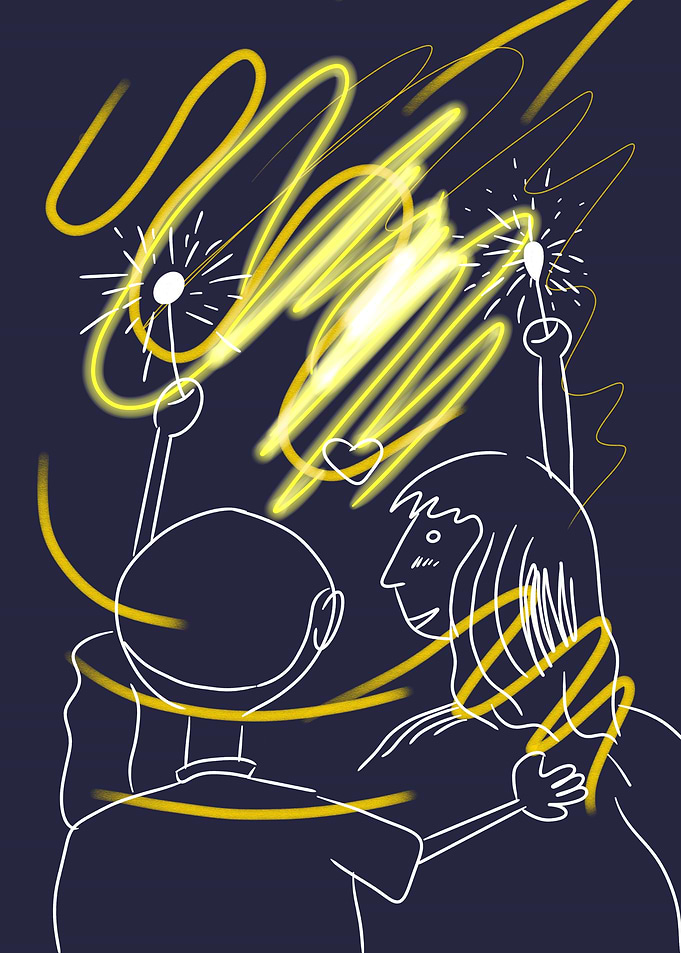 Couple with Sparklers