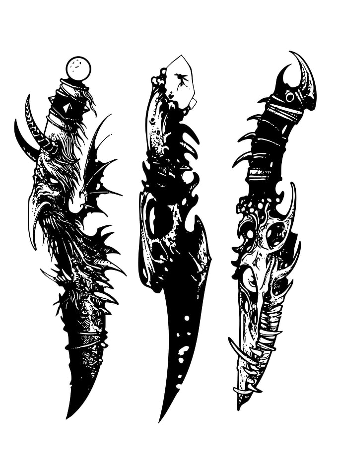 Fantasy Daggers Black and White