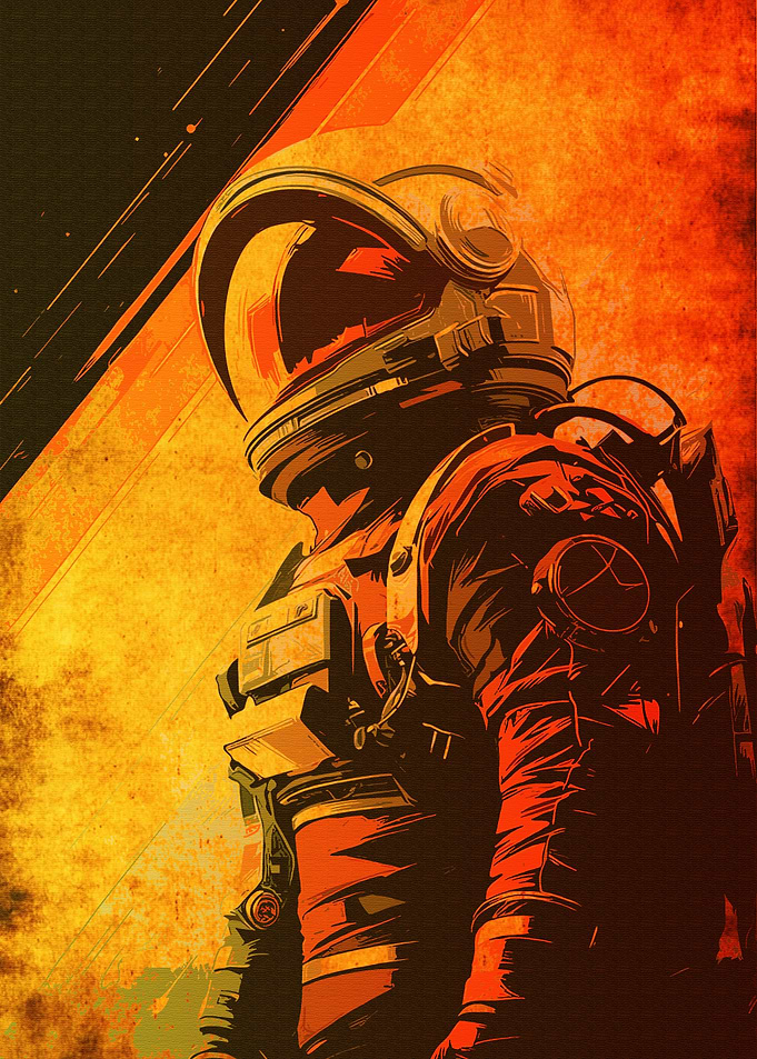 Astronaut in Orange and Yellow Hues