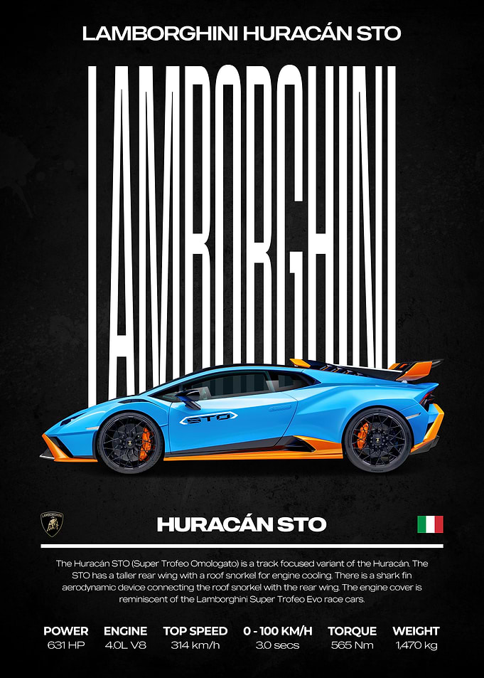 Lamborghini Huracán STO Car Poster