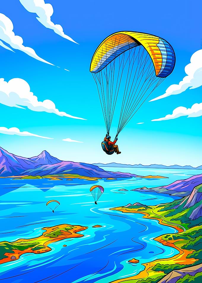 Paragliding Adventure over Scenic Landscape