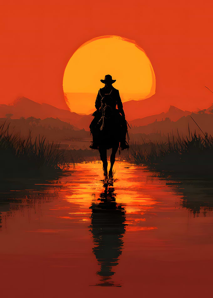 Cowboy Silhouette at Sunset
