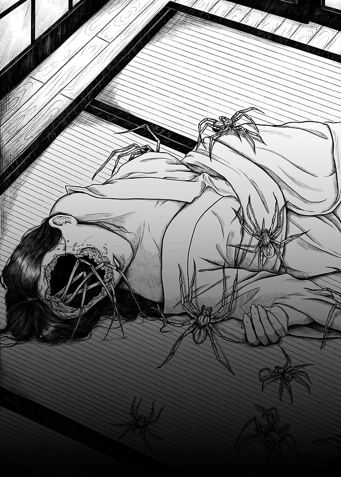 Spider Infested Woman in Japanese Room