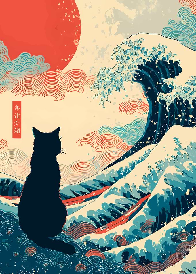 Cat and the Great Wave