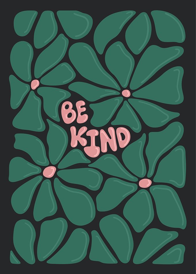 Minimalist Floral Poster – “Be Kind” Inspirational Quote