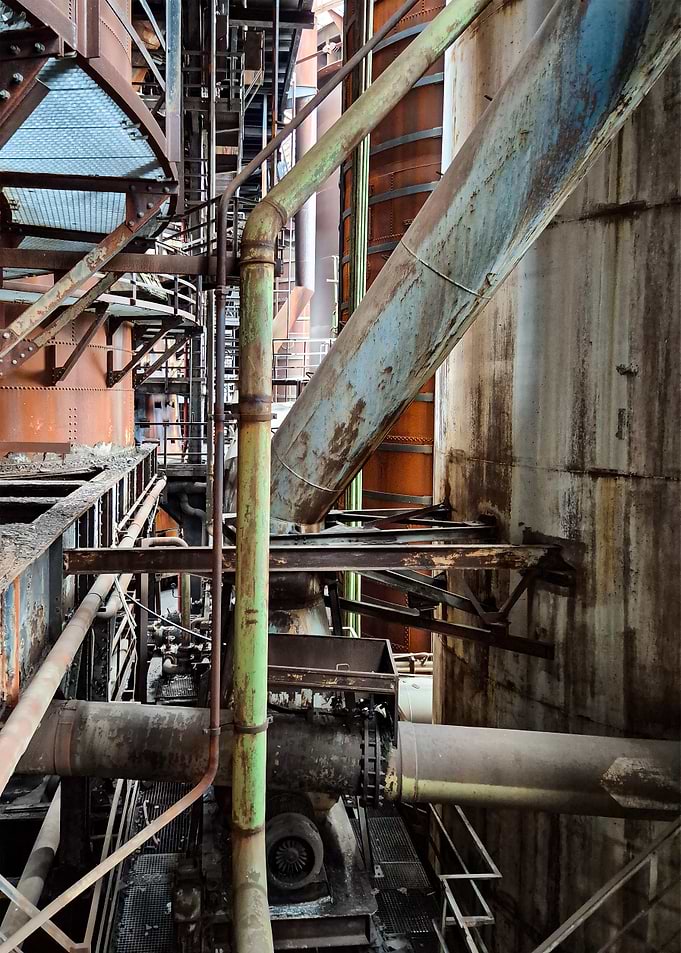 Industrial Interior with Rusty Pipes