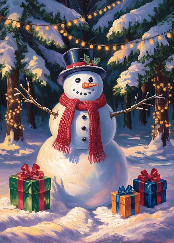 Festive Snowman with Gifts