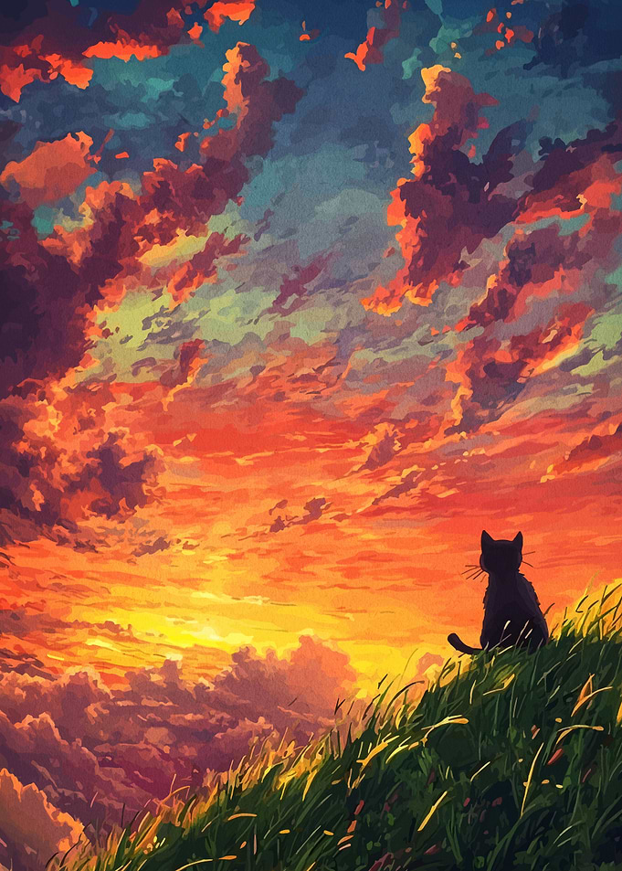 Cat Silhouette at Sunset