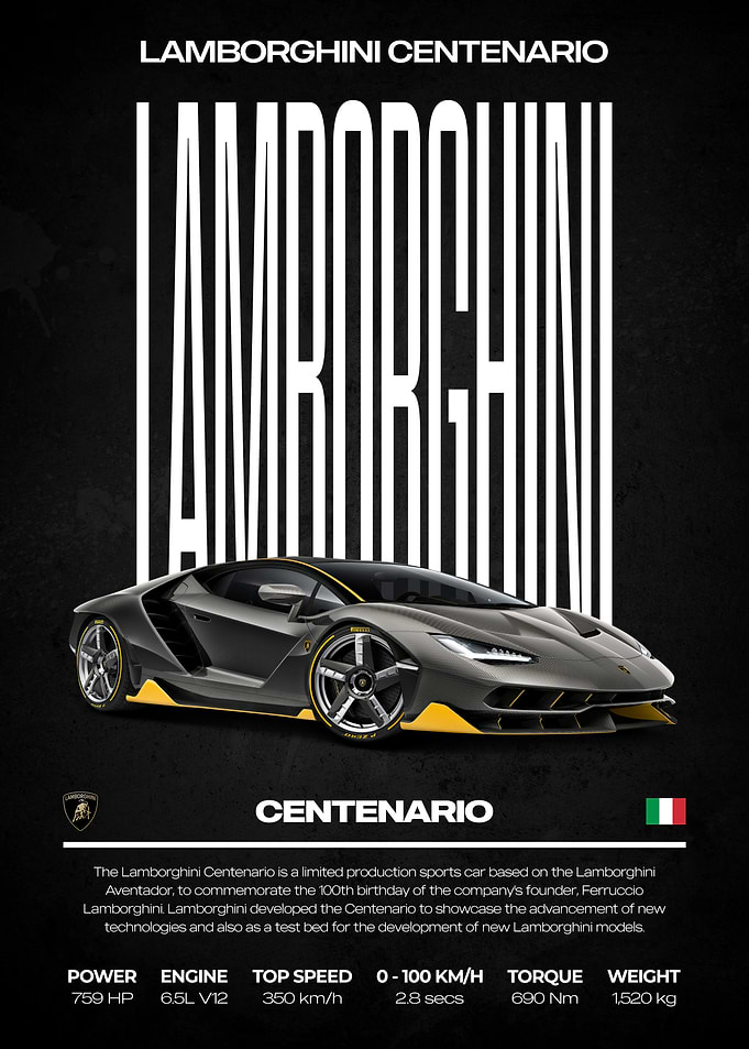 Lamborghini Centenario Car Poster