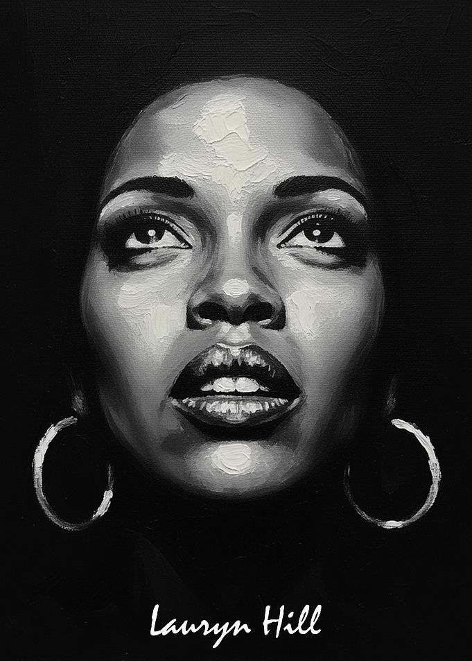 Lauryn Hill Black and White Portrait