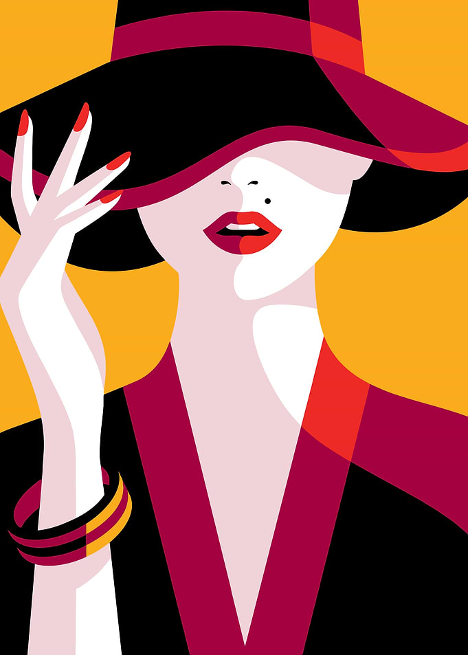 Elegant Woman with Hat Illustration