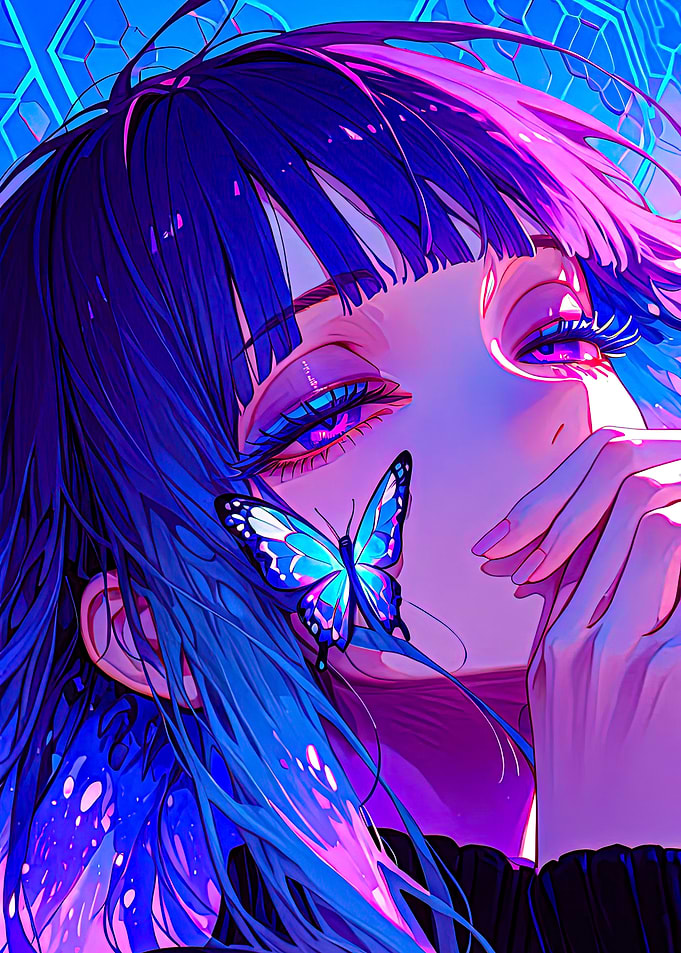Anime Girl with Butterfly