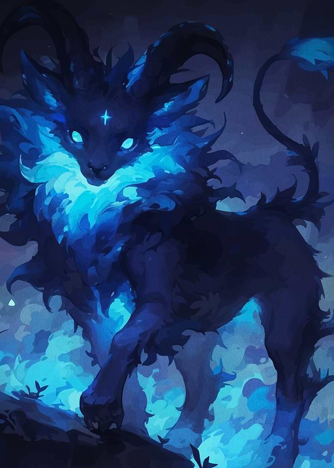 Blue Horned Creature Digital Art