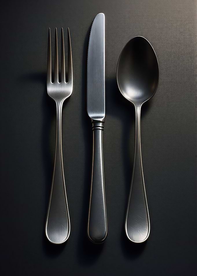 Silverware Set on Dark Background