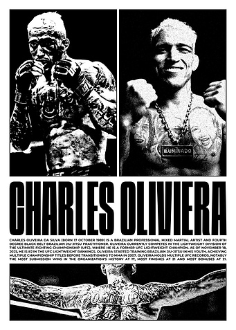 Charles Oliveira Black and White Poster