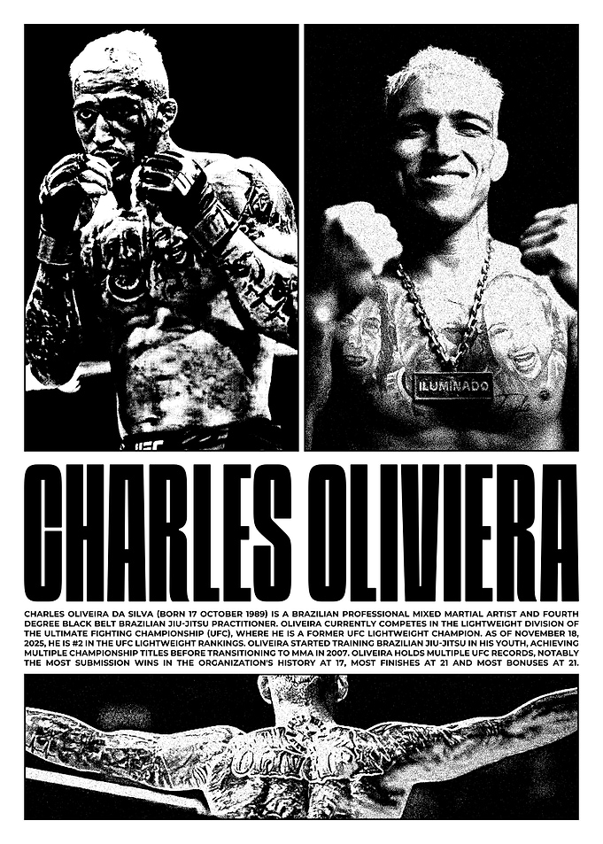Charles Oliveira Black and White Poster